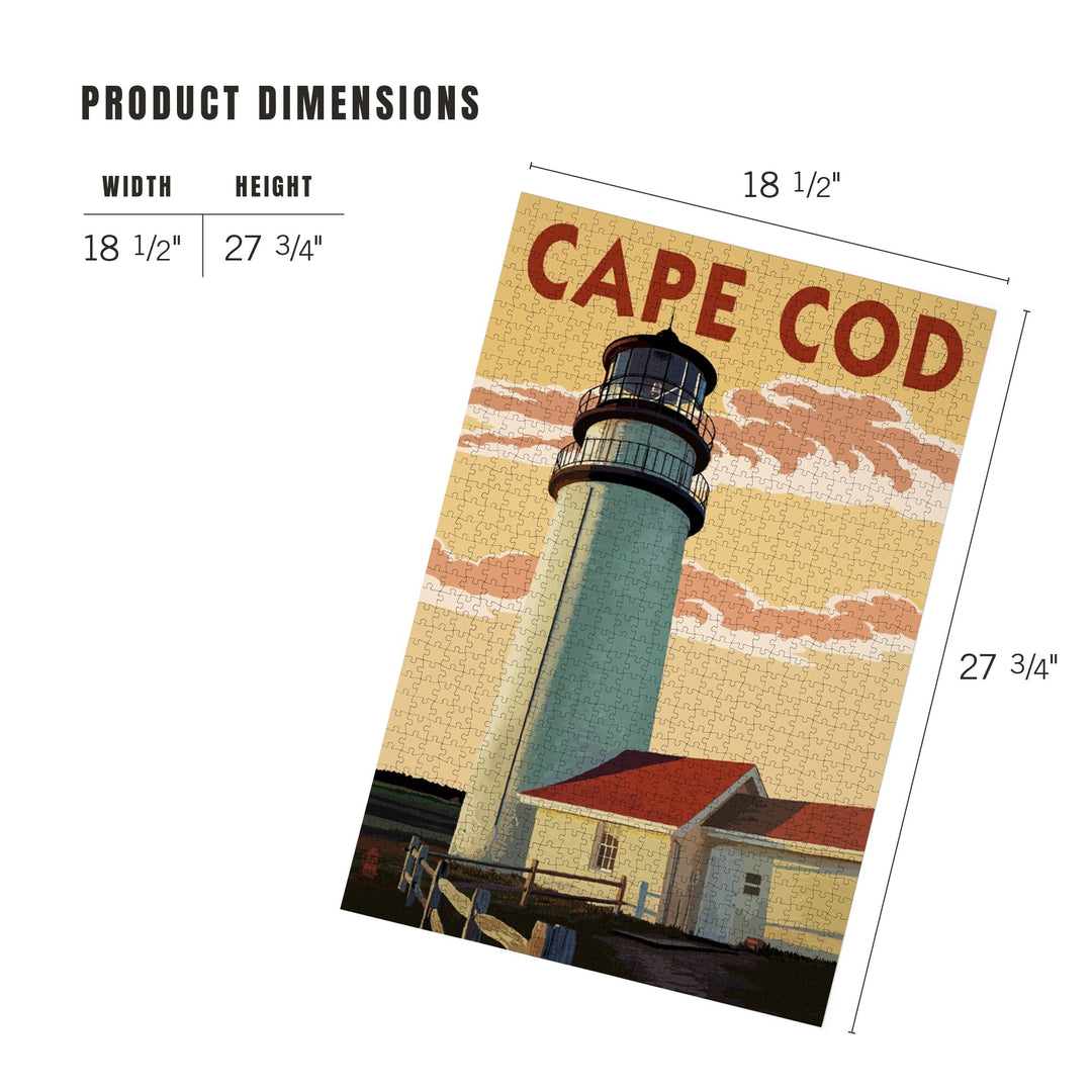 Cape Cod, Massachusetts, Lighthouse, Jigsaw Puzzle Puzzle Lantern Press 