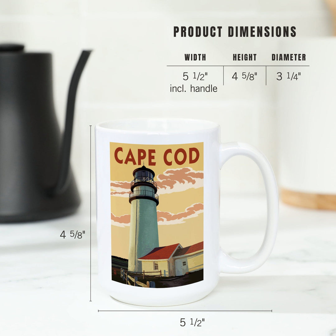 Cape Cod, Massachusetts, Lighthouse, Lantern Press Artwork, Ceramic Mug Mugs Lantern Press 