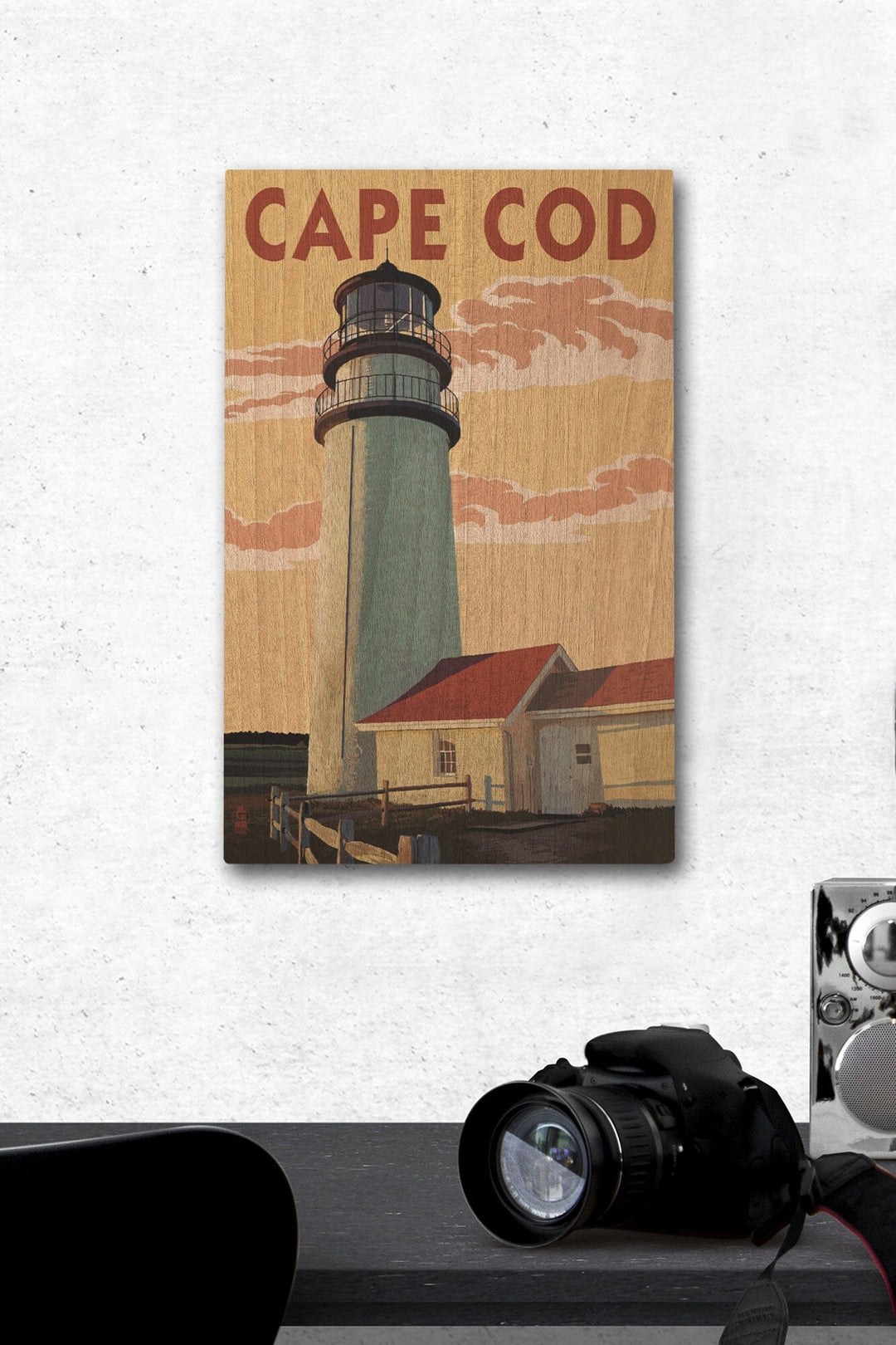Cape Cod, Massachusetts, Lighthouse, Lantern Press Artwork, Wood Signs and Postcards Wood Lantern Press 12 x 18 Wood Gallery Print 