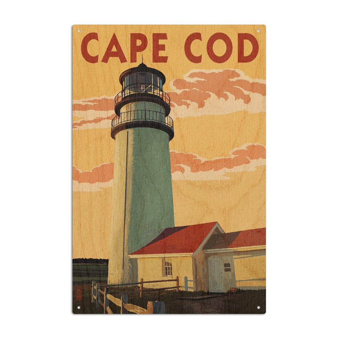 Cape Cod, Massachusetts, Lighthouse, Lantern Press Artwork, Wood Signs and Postcards Wood Lantern Press 6x9 Wood Sign 
