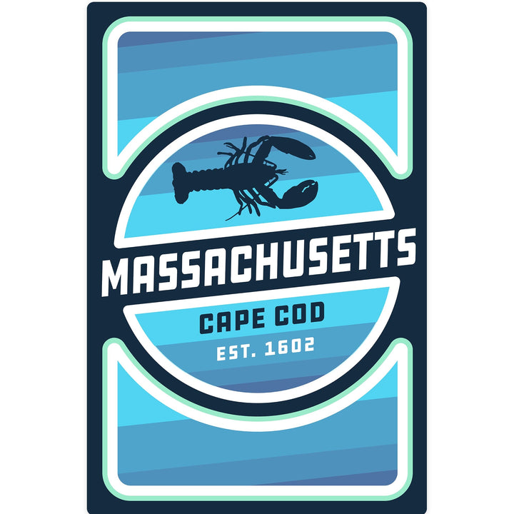 Cape Cod, Massachusetts, Lobster Badge, Vector, Contour, Lantern Press Artwork, Vinyl Sticker Sticker Lantern Press 
