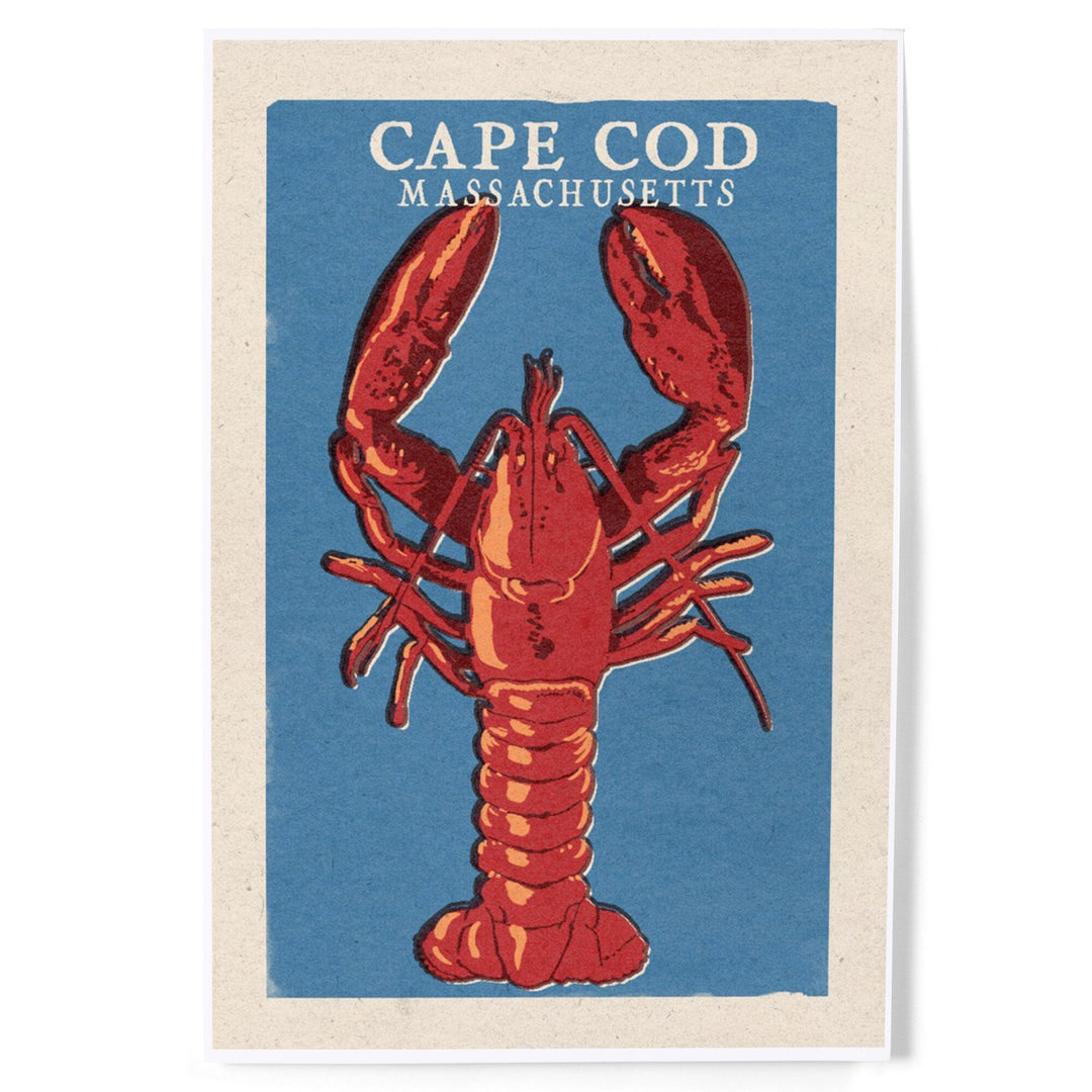 Cape Cod, Massachusetts, Lobster Woodblock, Art & Giclee Prints Art Lantern Press 