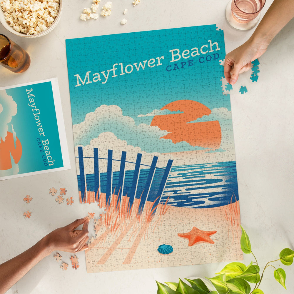 Cape Cod, Massachusetts, Mayflower Beach, Sun-faded Shoreline Collection, Glowing Shore, Beach Scene, Jigsaw Puzzle Puzzle Lantern Press 