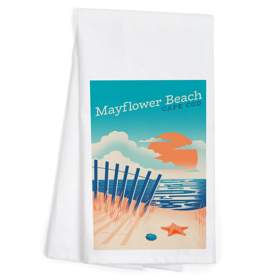 Cape Cod, Massachusetts, Mayflower Beach, Sun-faded Shoreline Collection, Glowing Shore, Beach Scene, Organic Cotton Kitchen Tea Towels Kitchen Lantern Press 