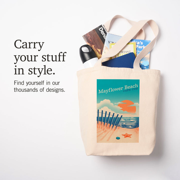 Cape Cod, Massachusetts, Mayflower Beach, Sun-faded Shoreline Collection, Glowing Shore, Beach Scene, Tote Bag Totes Lantern Press 