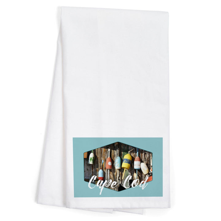 Cape Cod, Massachusetts, Nautical Buoys, Contour, Organic Cotton Kitchen Tea Towels - Lantern Press