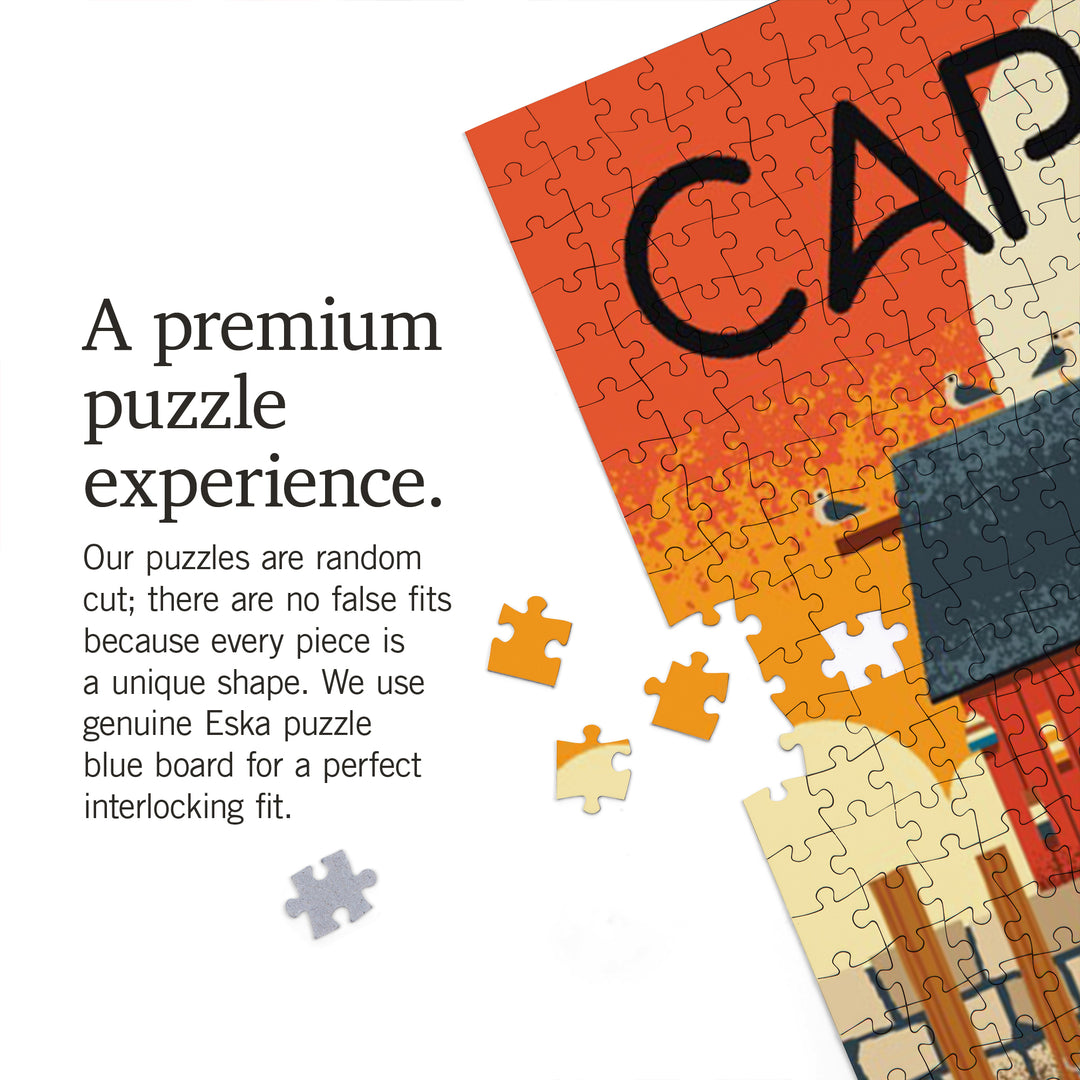 Cape Cod, Massachusetts, Nautical Geometric, Jigsaw Puzzle Puzzle Lantern Press 