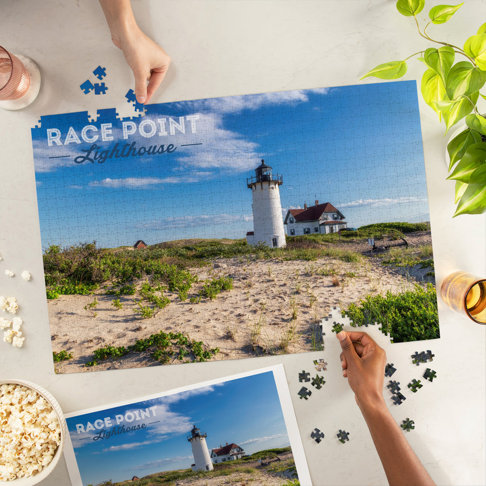 Cape Cod, Massachusetts, Race Point Light Lighthouse, Jigsaw Puzzle Puzzle Lantern Press 