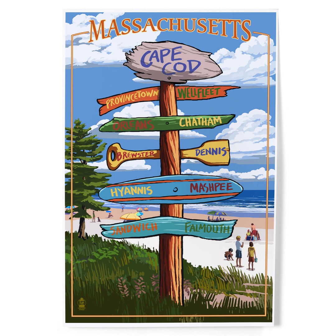 Cape Cod, Massachusetts, Sign Destinations, Art & Giclee Prints Art Lantern Press 