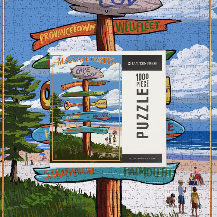 Cape Cod, Massachusetts, Sign Destinations, Jigsaw Puzzle Puzzle Lantern Press 