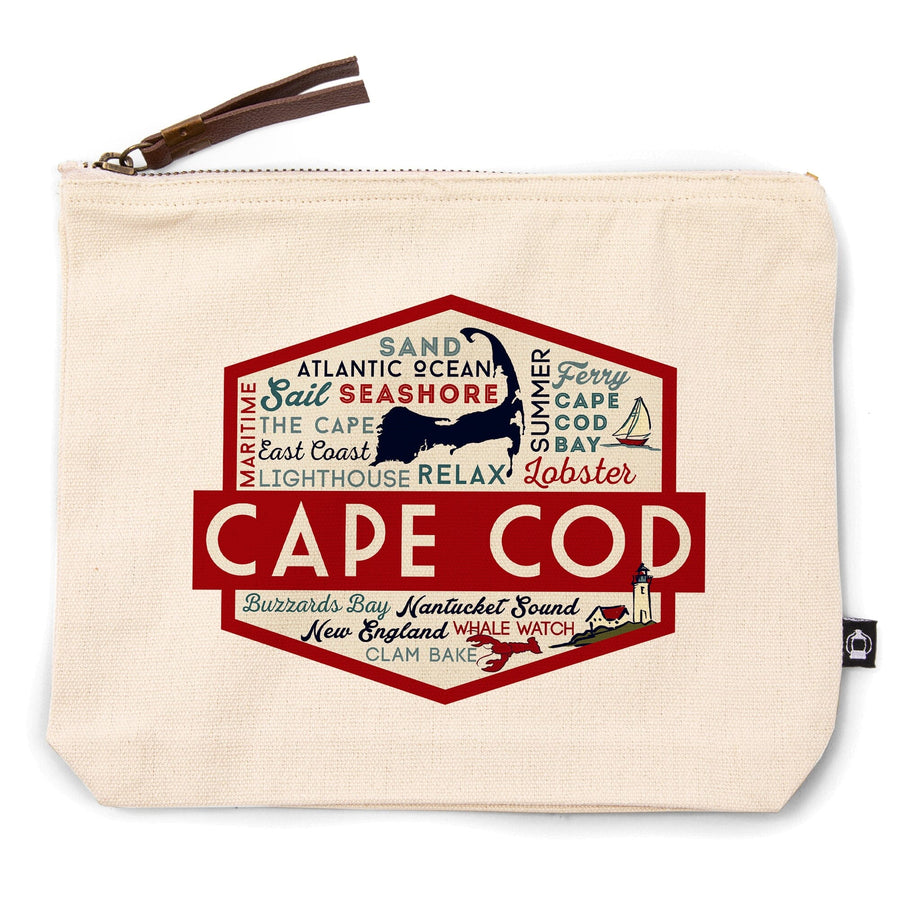Cape Cod, Massachusetts, Typography & Icons, Contour, Lantern Press Artwork, Accessory Go Bag Totes Lantern Press 