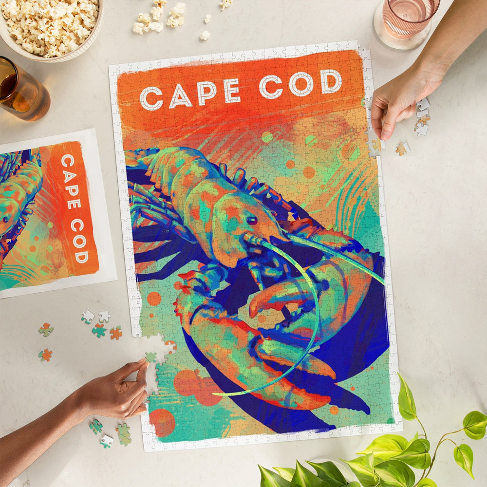 Cape Cod, Massachusetts, Vivid, Lobster, Jigsaw Puzzle Puzzle Lantern Press 