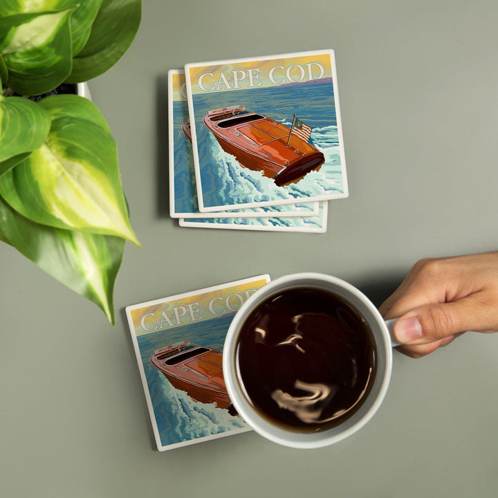 Cape Cod, Massachusetts, Wooden Boat, Coasters Coasters Lantern Press 