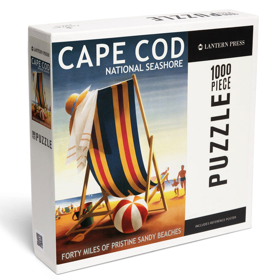Cape Cod National Seashore, Beach Chair and Ball, Jigsaw Puzzle Puzzle Lantern Press 