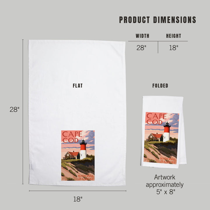 Cape Cod National Seashore, Massachusetts, Nauset Light and Sunset, Organic Cotton Kitchen Tea Towels Kitchen Lantern Press 