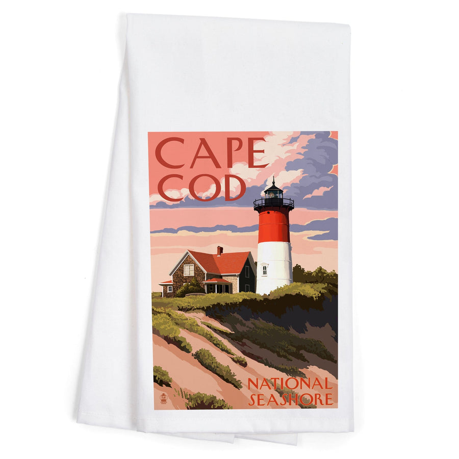 Cape Cod National Seashore, Massachusetts, Nauset Light and Sunset, Organic Cotton Kitchen Tea Towels Kitchen Lantern Press 