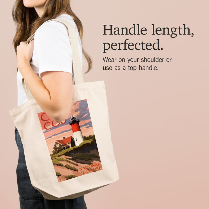 Cape Cod National Seashore, Massachusetts, Nauset Light and Sunset, Tote Bag Totes Lantern Press 