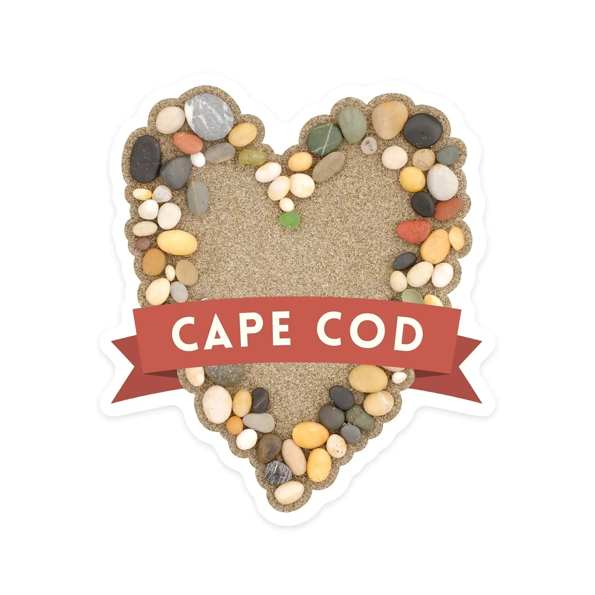 Cape Cod, Stone Heart on Sand, Contour, outdoor vinyl stickers ...