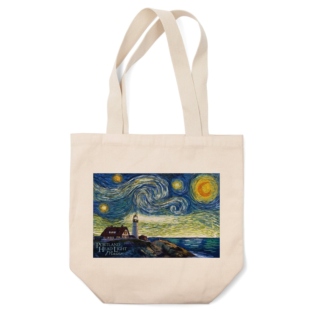 Cape Elizabeth, Maine, Portland Head Lighthouse, Starry Night, Tote Bag Totes Lantern Press 