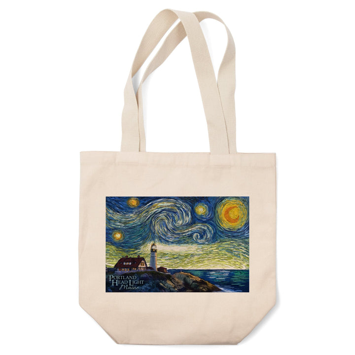 Cape Elizabeth, Maine, Portland Head Lighthouse, Starry Night, Tote Bag Totes Lantern Press 