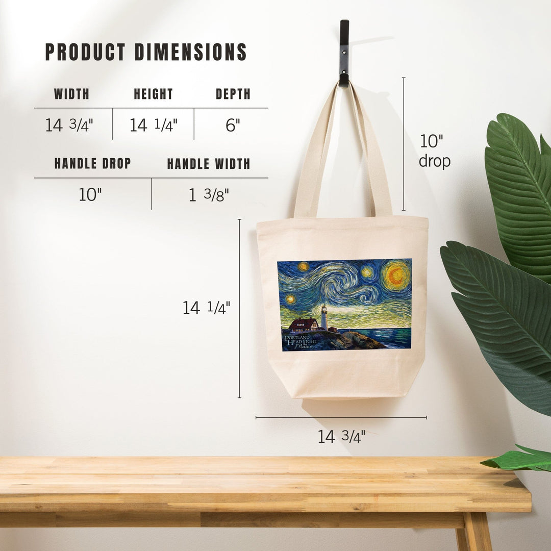 Cape Elizabeth, Maine, Portland Head Lighthouse, Starry Night, Tote Bag Totes Lantern Press 