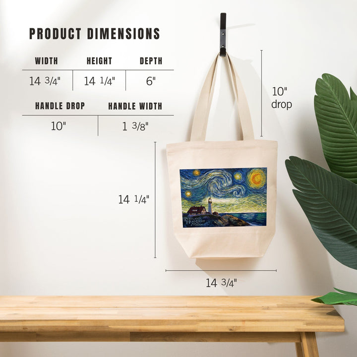 Cape Elizabeth, Maine, Portland Head Lighthouse, Starry Night, Tote Bag Totes Lantern Press 