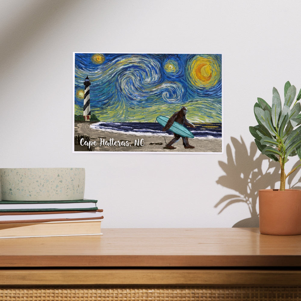 Cape Hatteras, North Carolina, Starry Night, Bigfoot on the Beach, Art & Giclee Prints Art Lantern Press 