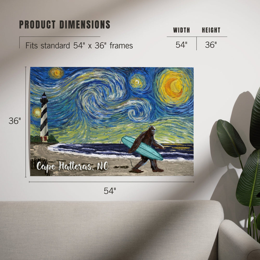 Cape Hatteras, North Carolina, Starry Night, Bigfoot on the Beach, Art & Giclee Prints - Lantern Press