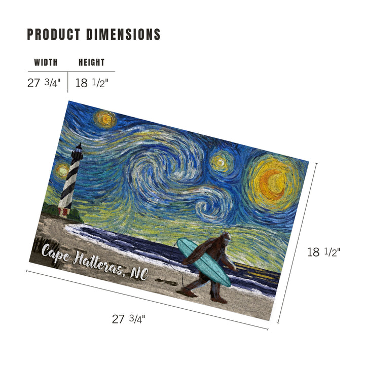 Cape Hatteras, North Carolina, Starry Night, Bigfoot on the Beach, Jigsaw Puzzle Puzzle Lantern Press 