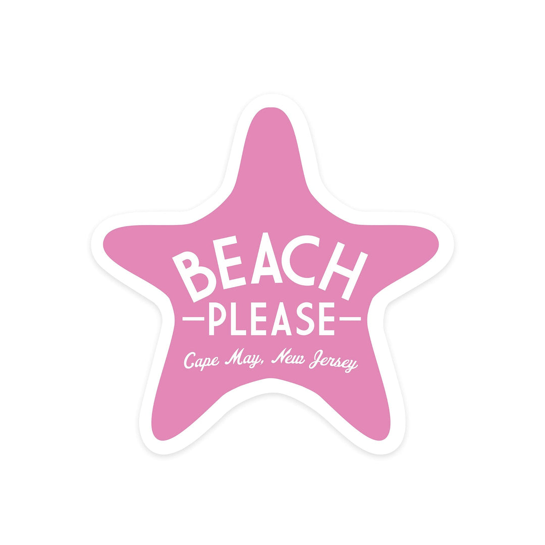 Cape May, New Jersey, Beach Please, Simply Said, Contour, Vinyl Sticker Sticker Lantern Press 