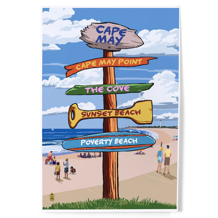 Cape May, New Jersey, Destinations Signpost, Art & Giclee Prints Art Lantern Press 