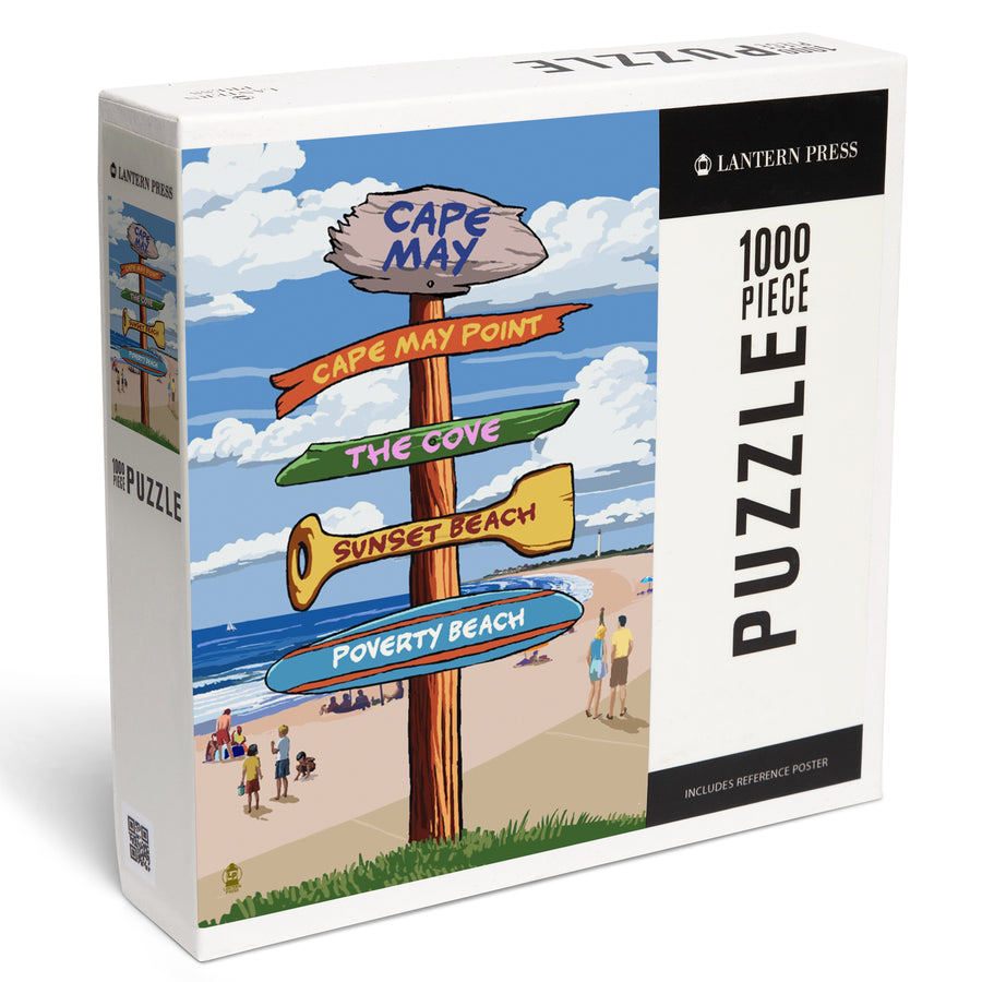 Cape May, New Jersey, Destinations Signpost, Jigsaw Puzzle Puzzle Lantern Press 