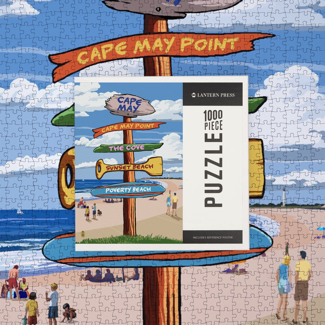 Cape May, New Jersey, Destinations Signpost, Jigsaw Puzzle Puzzle Lantern Press 