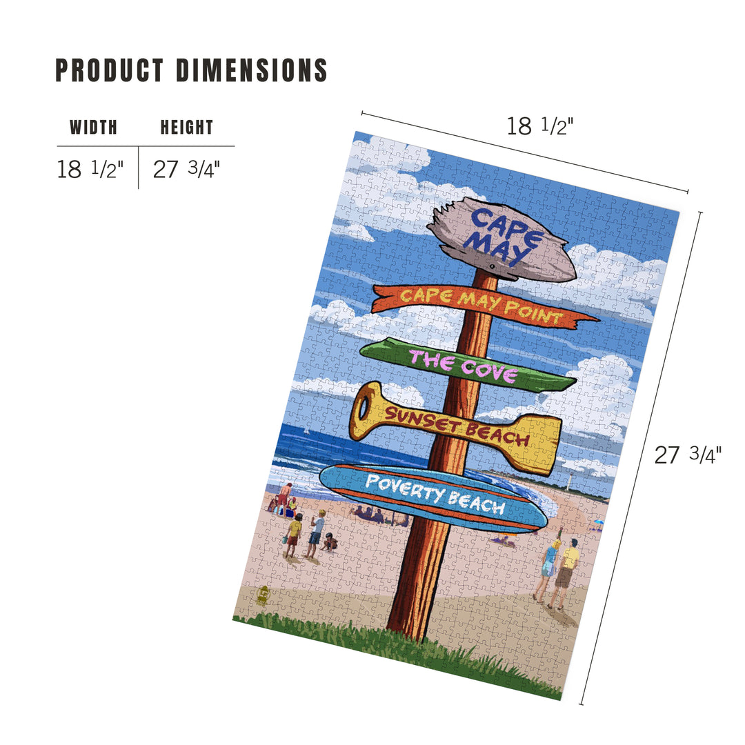 Cape May, New Jersey, Destinations Signpost, Jigsaw Puzzle Puzzle Lantern Press 