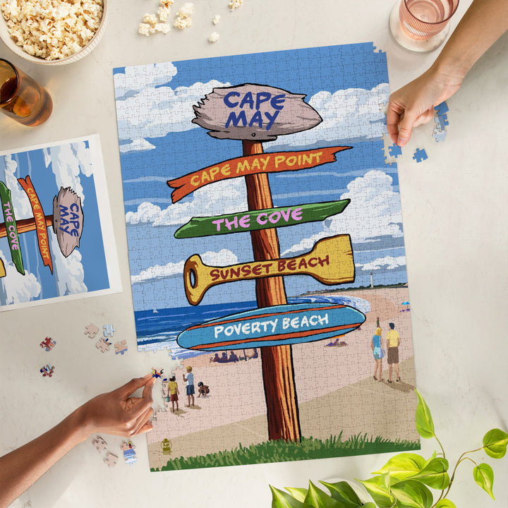 Cape May, New Jersey, Destinations Signpost, Jigsaw Puzzle Puzzle Lantern Press 