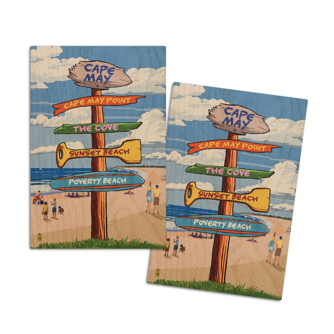 Cape May, New Jersey, Destinations Signpost, Lantern Press Artwork, Wood Signs and Postcards - Lantern Press