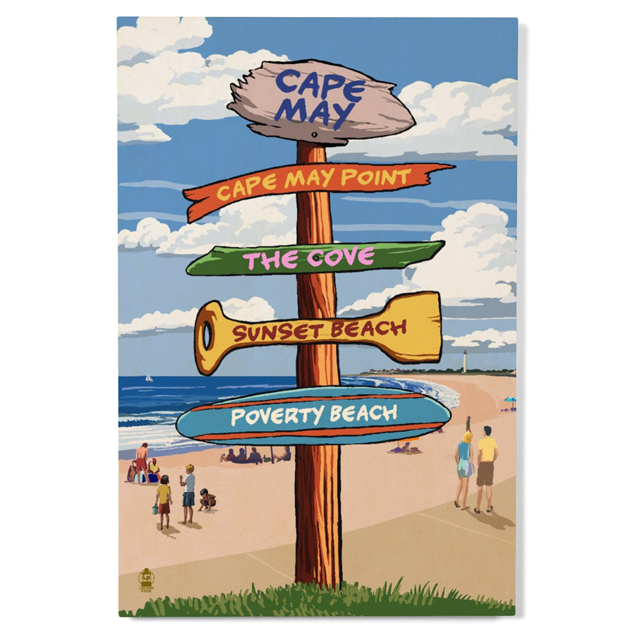 Cape May, New Jersey, Destinations Signpost, Lantern Press Artwork, Wood Signs and Postcards - Lantern Press