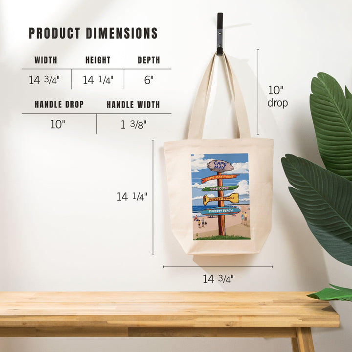 Cape May, New Jersey, Destinations Signpost, Tote Bag Totes Lantern Press 