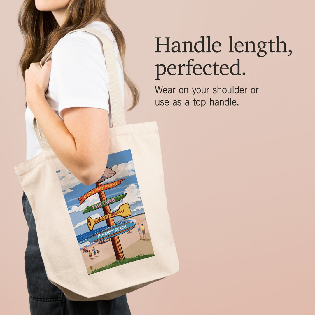 Cape May, New Jersey, Destinations Signpost, Tote Bag Totes Lantern Press 