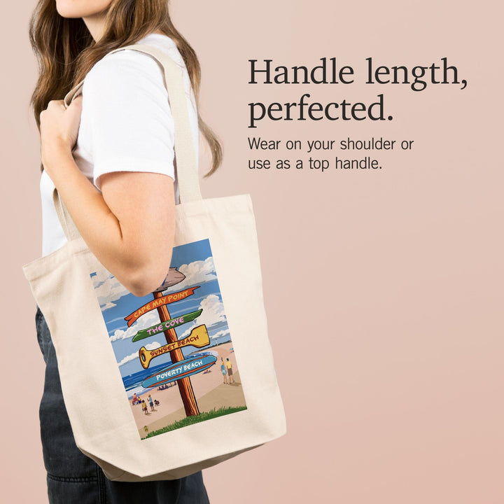 Cape May, New Jersey, Destinations Signpost, Tote Bag Totes Lantern Press 