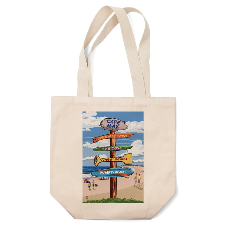 Cape May, New Jersey, Destinations Signpost, Tote Bag Totes Lantern Press 