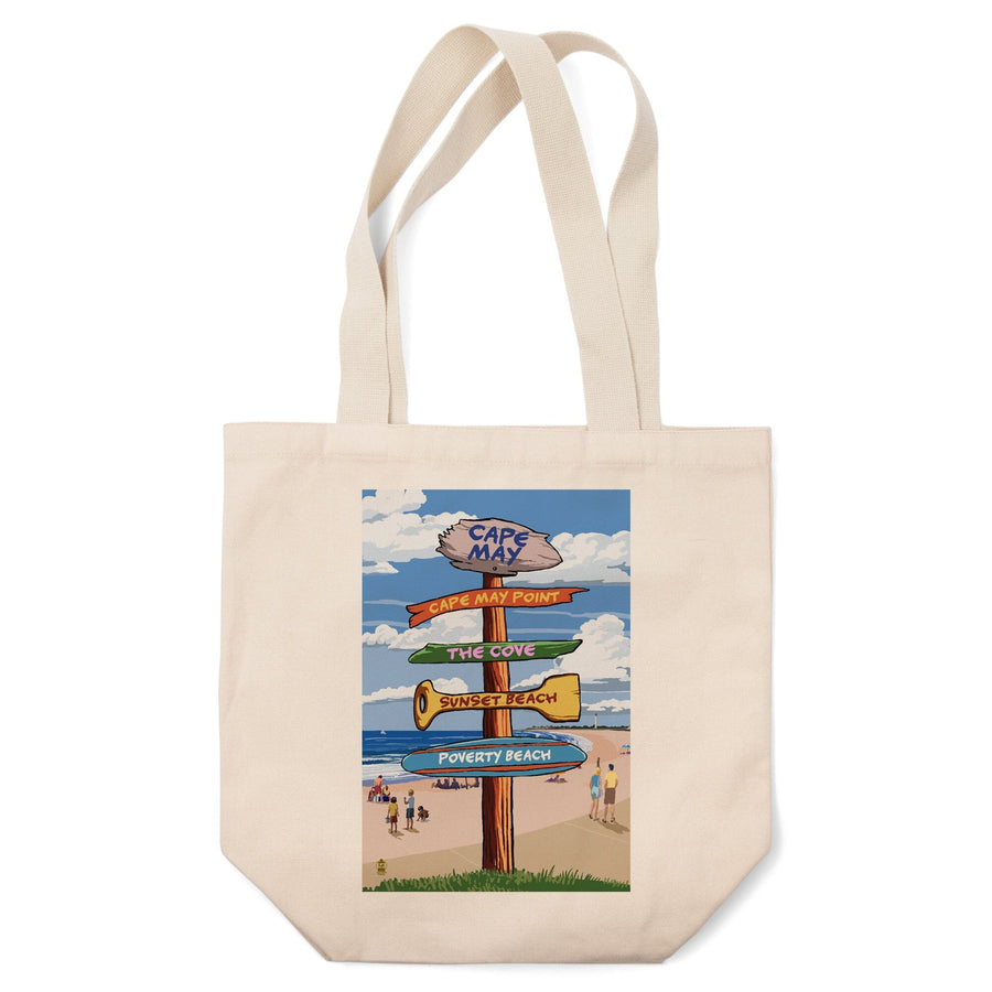 Cape May, New Jersey, Destinations Signpost, Tote Bag Totes Lantern Press 