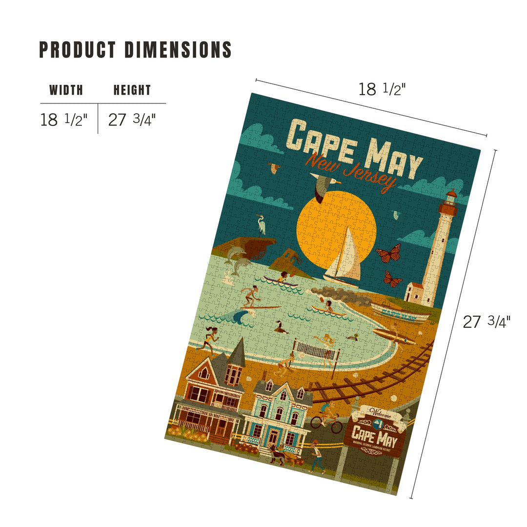 Cape May, New Jersey, Geometric, Blue Sky, Jigsaw Puzzle Puzzle Lantern Press 