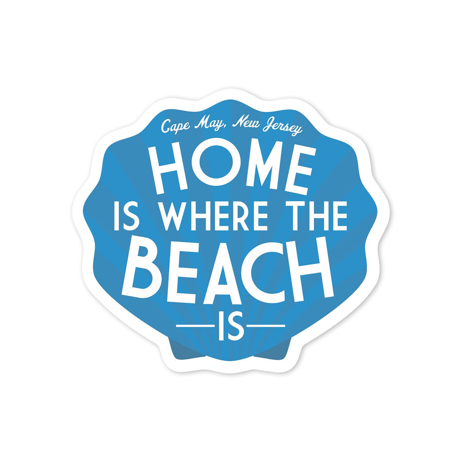 Cape May, New Jersey, Home is Where the Beach is, Simply Said, Blue, Contour, Lantern Press Artwork, Vinyl Sticker Sticker Lantern Press 