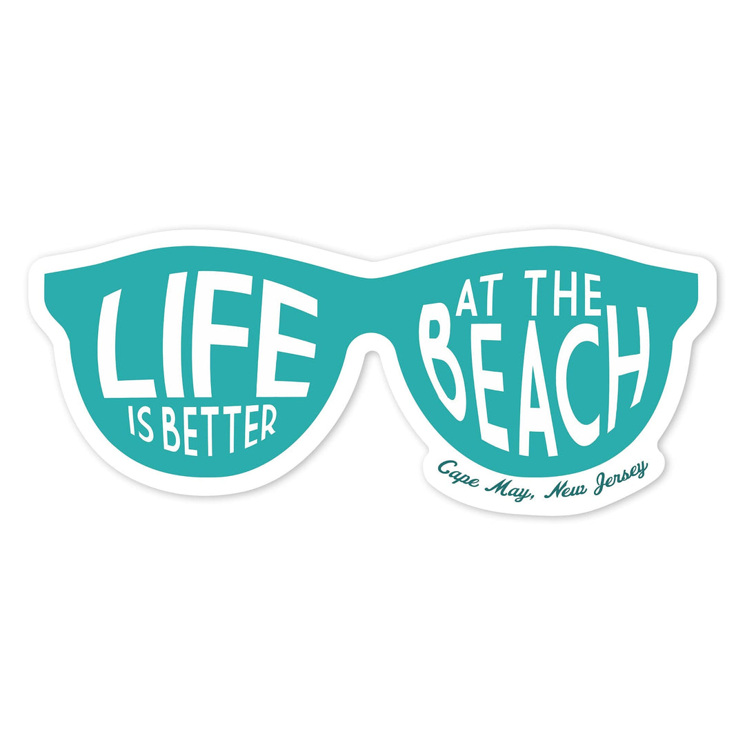 Cape May, New Jersey, Life is Better at the Beach, Simply Said, Contour, Vinyl Sticker - Lantern Press