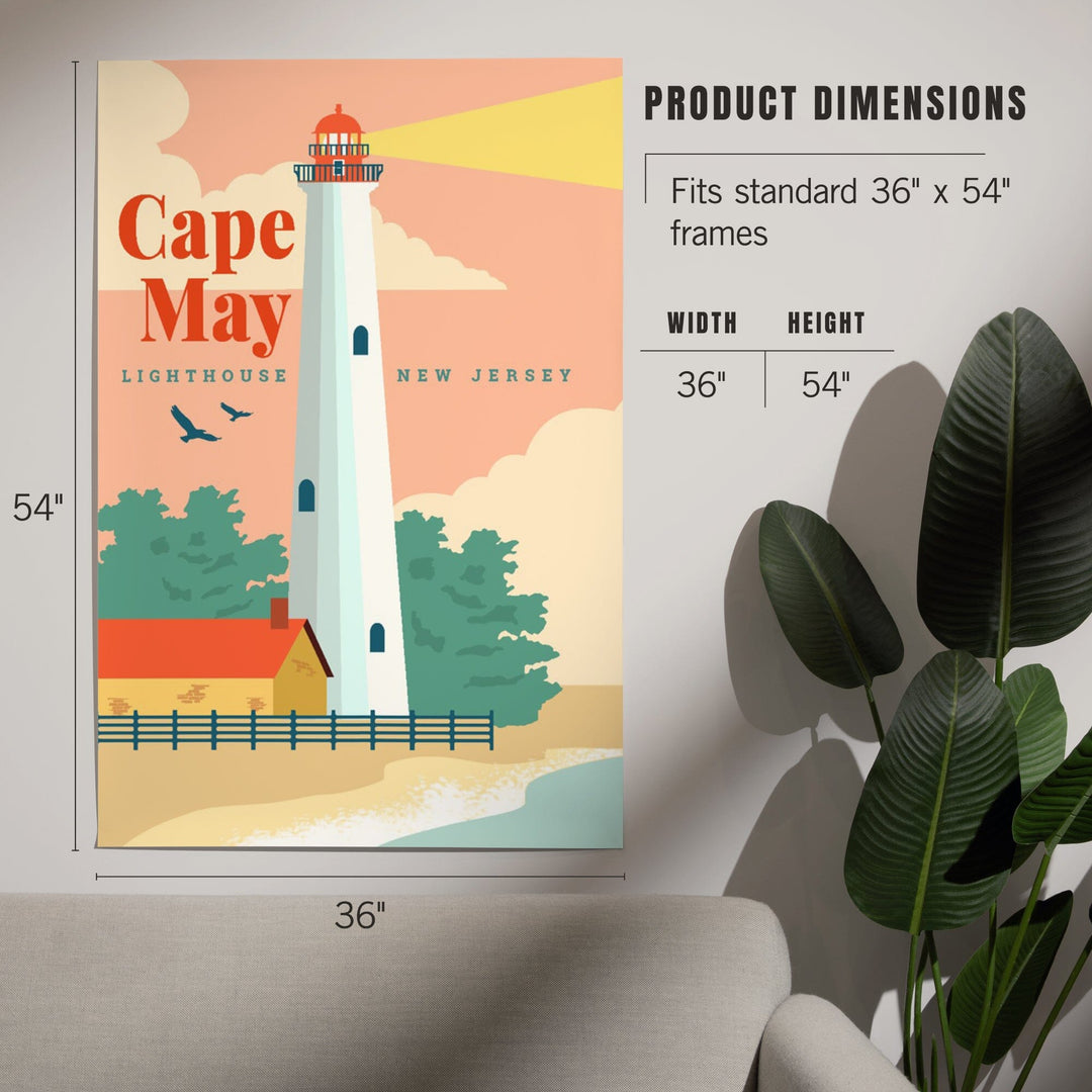 Cape May, New Jersey, Lighthouse Scene, Vector, Art & Giclee Prints Art Lantern Press 