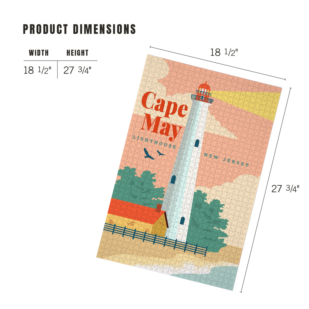 Cape May, New Jersey, Lighthouse Scene, Vector, Jigsaw Puzzle Puzzle Lantern Press 