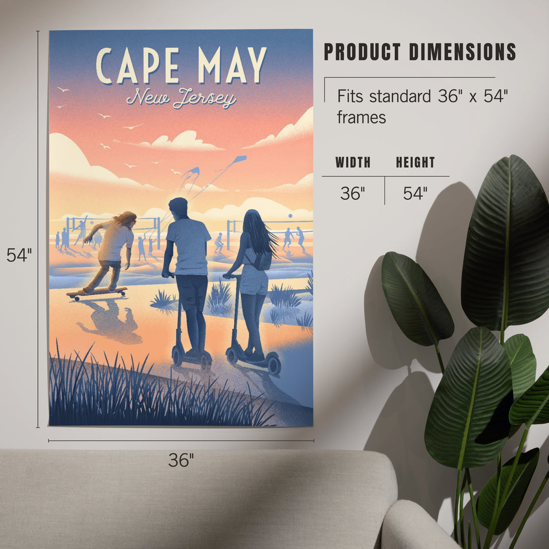 Cape May, New Jersey, Lithograph, Enjoy the Ride, Longboards and Scooters, Art & Giclee Prints Art Lantern Press 