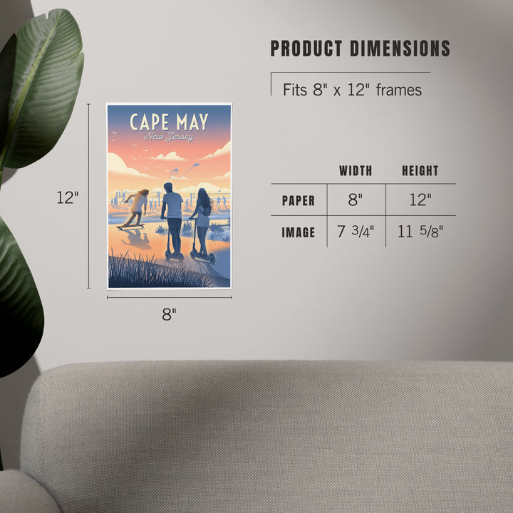 Cape May, New Jersey, Lithograph, Enjoy the Ride, Longboards and Scooters, Art & Giclee Prints Art Lantern Press 