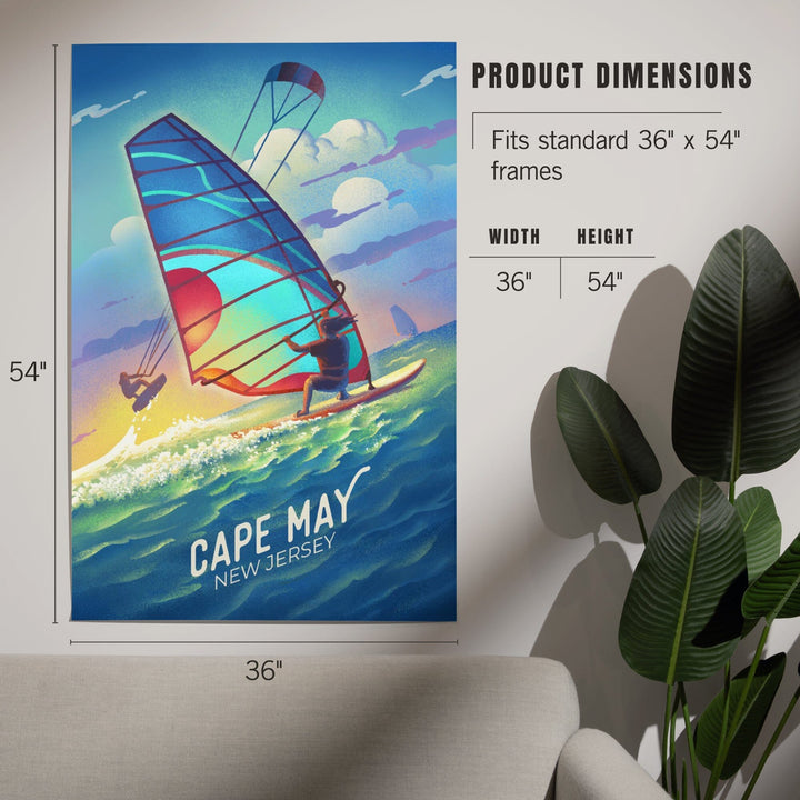 Cape May, New Jersey, Lithograph, Wind Rider, Windsurfing and Kitesurfing, Art & Giclee Prints Art Lantern Press 